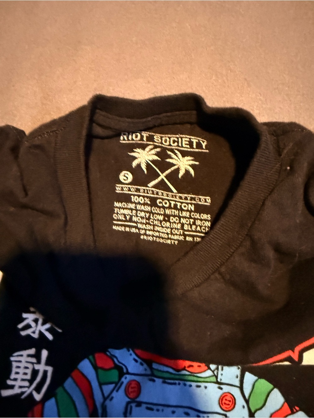 riot society Black Tee with Red, Blue & Green Horror Print - Picture 3 of 4